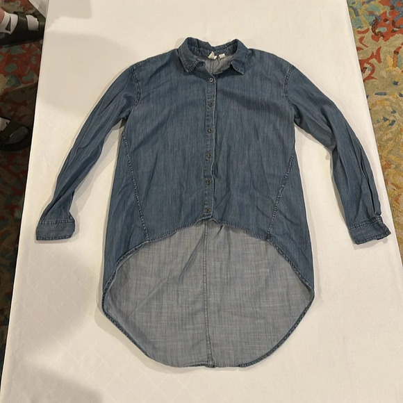 Eileen Fisher The Fisher Project Hi Lo chambray denim blue button down shirt XS - Picture 2 of 6